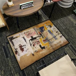 Basquiat Torch Figure Graffiti Art Rug Basquiat 1 rug h1 2