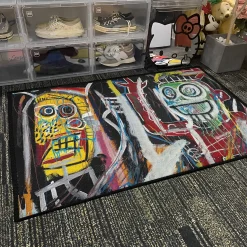 Two Heads on Gold Basquiat Graffiti Art Rug Basquiat 2 rug h1 4