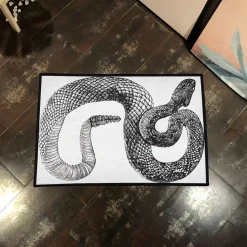Rattlesnake Area Rug Black and White Engraving of a Rattlesnake rug 3