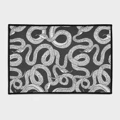 Black and White Entwined Snakes Rug