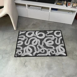 Black and White Entwined Snakes Rug Black and White Pattern of Entwined Snakes rug 3