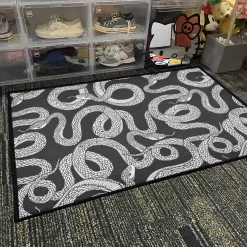 Black and White Entwined Snakes Rug Black and White Pattern of Entwined Snakes rug 4