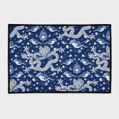 Blue Chinese Art Dragon and Cloud-Rug