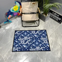 Blue Chinese Art Dragon and Cloud-Rug Blue Chinese Dragon and Cloud Pattern rug 3