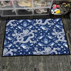 Blue Chinese Art Dragon and Cloud-Rug Blue Chinese Dragon and Cloud Pattern rug 4
