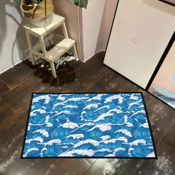 Blue and White Ocean Wave Rug Blue and White Ocean Wave Pattern rug 3