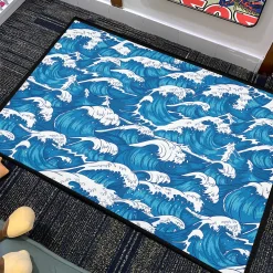 Blue and White Ocean Wave Rug Blue and White Ocean Wave Pattern rug 4