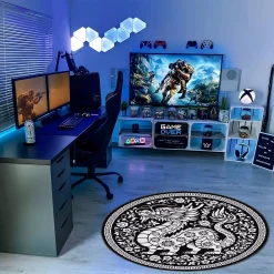 Chinese Dragon Art Round Rug Chinese Dragon Paper Cut Art rug 3