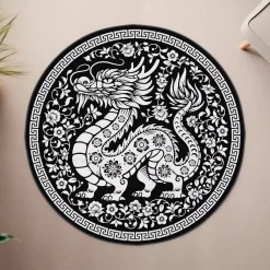 Chinese Dragon Art Round Rug Chinese Dragon Paper Cut Art rug 4