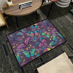 Colorful Butterfly Pattern with Floral Elements Rug Colorful Butterfly Pattern with Floral Elements rug 2