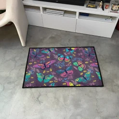 Colorful Butterfly Pattern with Floral Elements Rug Colorful Butterfly Pattern with Floral Elements rug 3