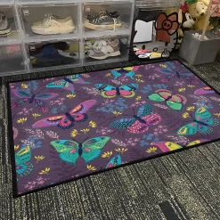Colorful Butterfly Pattern with Floral Elements Rug Colorful Butterfly Pattern with Floral Elements rug 4