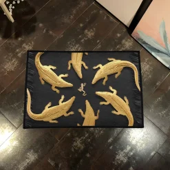 Golden Crocodiles and Central Frog Art Area Rug Golden Crocodiles and Central Frog Art rug 2