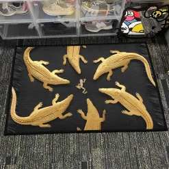 Golden Crocodiles and Central Frog Art Area Rug Golden Crocodiles and Central Frog Art rug 4