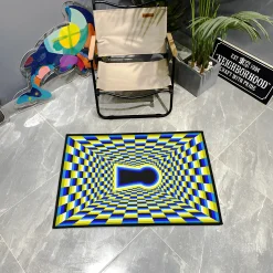 Optical Illusion Keyhole in Checkered Tunnel Rug Optical Illusion Keyhole in Checkered Tunnel rug 3