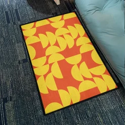 Orange and Yellow Geometric Half-Circles Rug Orange and Yellow Geometric Half Circles Pattern rug 2