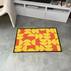Orange and Yellow Geometric Half-Circles Rug Orange and Yellow Geometric Half Circles Pattern rug 3