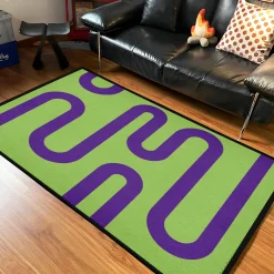 Purple Curved Lines on Green Rug Purple Curved Lines on Green Background rug 2