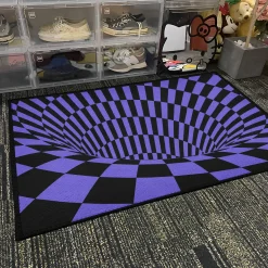Purple and Black Optical Illusion Tunnel Rug Purple and Black Optical Illusion Tunnel Pattern rug 4