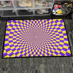 Purple and Yellow Optical Illusion Circular Rug Purple and Yellow Optical Illusion Circular Pattern rug 4