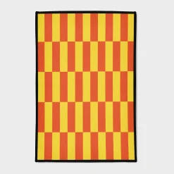Red and Yellow Checkered Stripes Rug