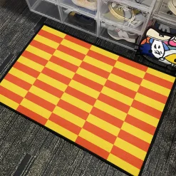 Red and Yellow Checkered Stripes Rug Red and Yellow Checkered Stripes Pattern rug 4