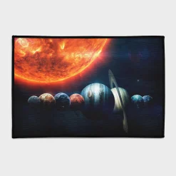 Solar System Planets with Sun in Space Rug