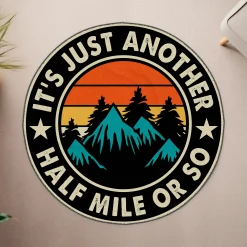 Vintage Hiking Mountain Round Rug Vintage Hiking Badge with Mountain and Sunset rug 4