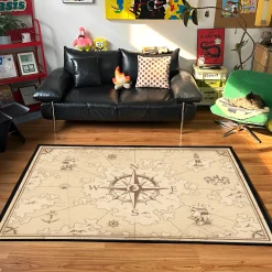 Vintage Compass Nautical Rug Vintage Nautical Map with Compass and Sailing Elements rug 2