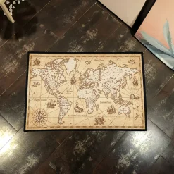 Vintage Nautical Map Rug Vintage World Map with Nautical Elements rug 2