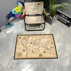 Vintage Nautical Map Rug Vintage World Map with Nautical Elements rug 3