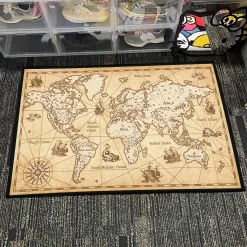 Vintage Nautical Map Rug Vintage World Map with Nautical Elements rug 4