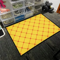 Yellow Squares with Orange Grid Pattern Rug Yellow Squares with Orange Grid Pattern rug 3