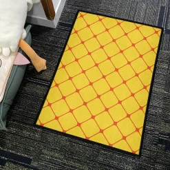 Yellow Squares with Orange Grid Pattern Rug Yellow Squares with Orange Grid Pattern rug 4