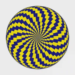 Yellow and Blue Optical Illusion Circular Rug