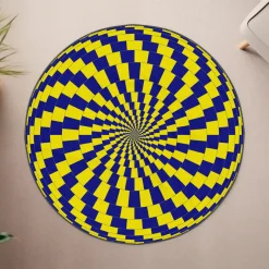 Yellow and Blue Optical Illusion Circular Rug Yellow and Blue Optical Illusion Circular Pattern rug 4
