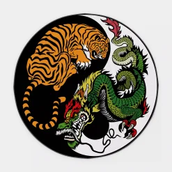 Yin-Yang Symbol with Tiger and Dragon Rug