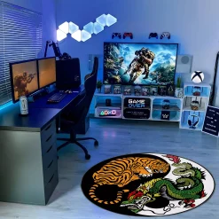 Yin-Yang Symbol with Tiger and Dragon Rug Yin Yang Symbol with Tiger and Dragon rug 3