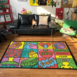 Ignorance = Fear Keith Haring Art Rug keith haring 1 rug h3 2