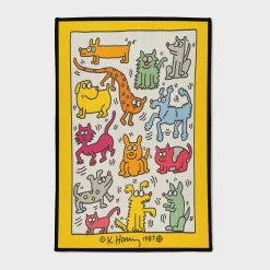 Colorful Dogs & Cats Keith Haring Art Rug