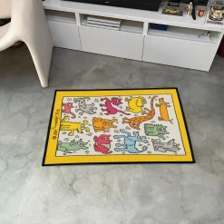 Colorful Dogs & Cats Keith Haring Art Rug keith haring 3 rug s3 3