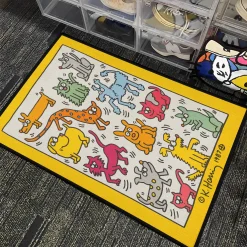 Colorful Dogs & Cats Keith Haring Art Rug keith haring 3 rug s3 4