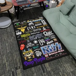 Rock Band Logo Rug - Unique Gift for Rock Music Fans Mat rock band 1 rug s4 4