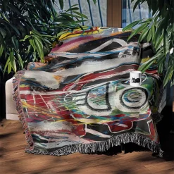 Two Heads On Gold Basquiat Graffiti Art Woven Tapestry Throw Blanket Basquiat 2 woven tapestry throw blanket 4