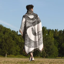 Black And White Engraving Of A Rattlesnake Woven Tapestry Black and White Engraving of a Rattlesnake woven tapestry throw blanket 5