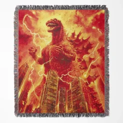 Burning Monster Woven Tapestry Throw Blanket