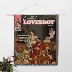 Loverboy Comic Poster Woven Tapestry Throw Blanket drake woven tapestry throw blanket 2