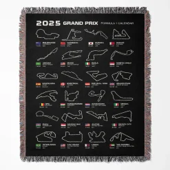 F1 Grand Prix Schedule Woven Tapestry Throw Blanket