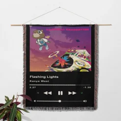 Flashing Lights Music Player Woven Tapestry Throw Blanket flashing lights kanye west woven tapestry throw blanket 2