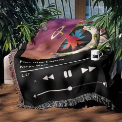 Flashing Lights Music Player Woven Tapestry Throw Blanket flashing lights kanye west woven tapestry throw blanket 3
